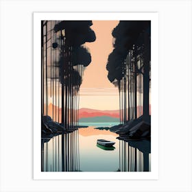 Sunset In The Woods Art Print