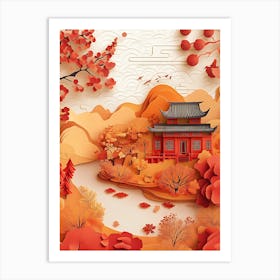 Beautiful Landscape Paper Craft Style 15 Art Print