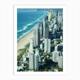 Gold Coast Aerial Drone Image Of City And Beach. Overlooking The Beach And City, Popular Queensland Hotels Art Print