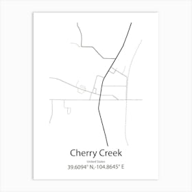 Cherry Creek,United States Minimalist Map 1 Art Print