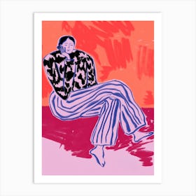 Woman In Pink And Purple Art Print