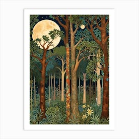 William Morris Moonlight In The Forest 73 Art Print