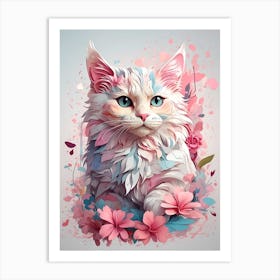 Cat In Flowers Art Print