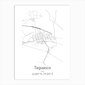 Taguasco,Cuba Minimalist Map Art Print