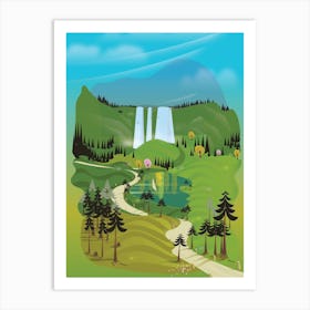 Landscape With Waterfall Art Print