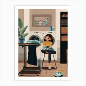 Girl In The Laundry Room 1 Art Print