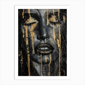 Gold And Black Painting 4 Art Print