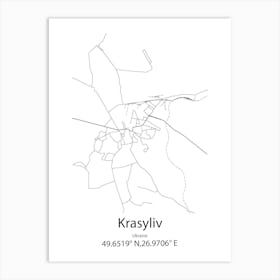 Krasyliv,Ukraine Minimalist Map Art Print