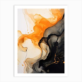 Black And Orange Flow Asbtract Painting 2 Art Print