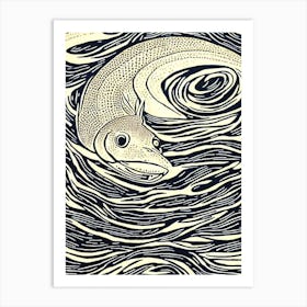 Viper Dogfish Linocut Art Print