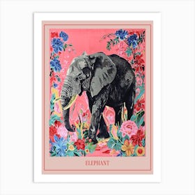 Floral Animal Painting Elephant 2 Poster Art Print