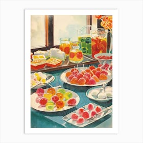 Jelly Dessert Platter Vintage Cookbook Style Illustration Art Print