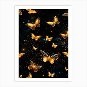 Golden Butterflies Wallpaper 4 Art Print