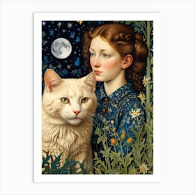 William Morris Girl With A Cat Art Print