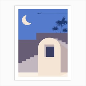 Night In The Desert. Boho, Boho decor: Egypt, Morocco night poster. Moon Art Print