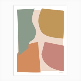 Collage Sage Green Brown Beige Neutral Graphic Abstract Art Print