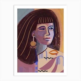 Woman Portrait With Ocre And Purple Art Print