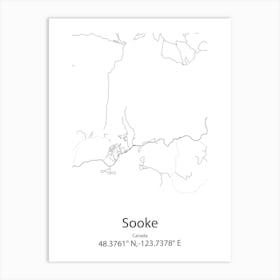 Sooke,Canada Minimalist Map Art Print