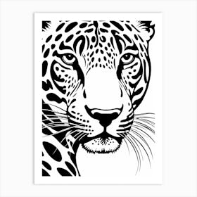 Jaguar Lino Black And White, 1118 Art Print