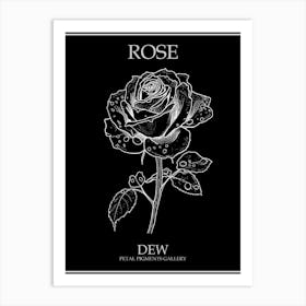 Rose Dew Line Drawing 4 Poster Inverted Art Print