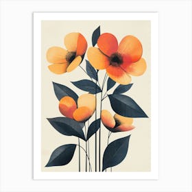 Orange Flowers Canvas Print Art Print