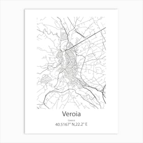 Veroia,Greece Minimalist Map Art Print