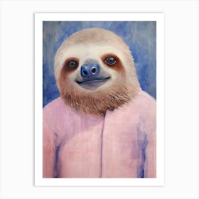 Playful Illustration Of Sloth For Kids Room 3 Art Print