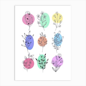 Hand Drawn Flowers Art Print