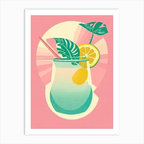 Planters Punch Retro Pink Cocktail Poster Art Print