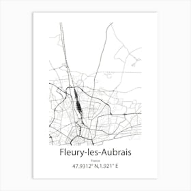 Fleury Les Aubrais,France Minimalist Map Art Print