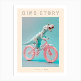 Pastel Toy Dinosaur On A Bike 4 Poster Art Print