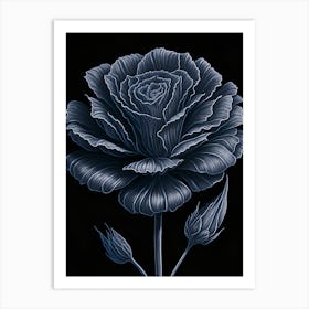 A Carnation In Black White Line Art Vertical Composition 61 Art Print