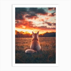 Sunset Fox. Generated AI. Art Print Art Print