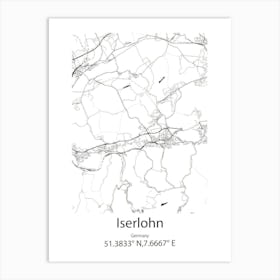 Iserlohn,Germany Minimalist Map Art Print