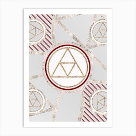 Geometric Abstract Glyph in Festive Gold Silver and Red n.0003 Art Print