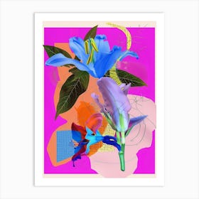 Bluebell 2 Neon Flower Collage Art Print