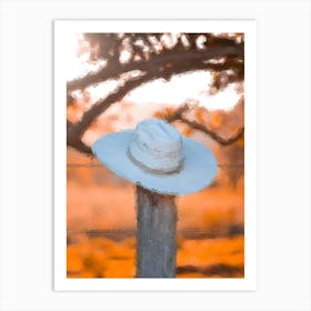 Texas White Hat Art Print