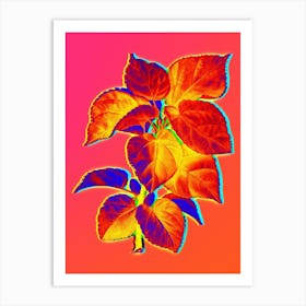 Neon White Mulberry Plant Botanical in Hot Pink and Electric Blue n.0272 Art Print