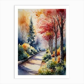 Watercolor Of Autumn Trees 8 Art Print