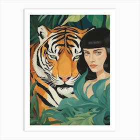 Woman and Tiger Art Print