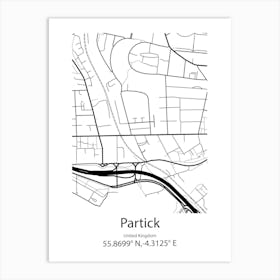 Partick,United Kingdom Minimalist Map Art Print