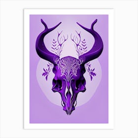 Animal Skull Purple 1 Line Drawing Art Print