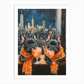 Whimsical Frenchies At The Bar 37 Art Print