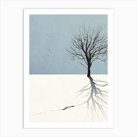 Tree In The Snow, Minimalism 2 Art Print