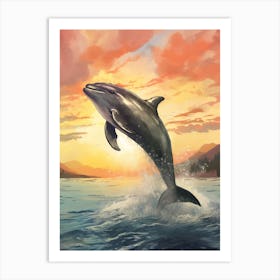 Hectors Dolphin At Sunset 1 Art Print