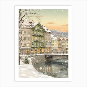 Vintage Winter Illustration Zurich Switzerland 6 Art Print