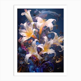 Daylillies With Glass Art Print