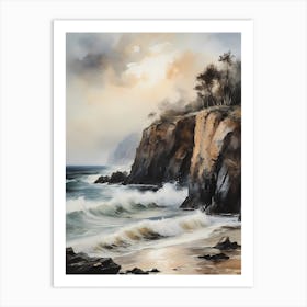 Vintage Coastal Seaside Painting (22) 1 Art Print