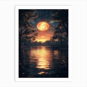 Moon Over The Water 7 Art Print