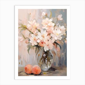 Lilac Flower And Peaches Still Life Painting 2 Dreamy Art Print